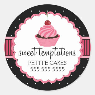 Whimsical Bakery Cupcake Pink Box Seal