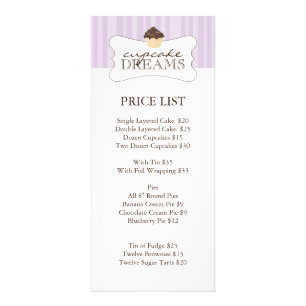 Whimsical Bakery Price List Rack Card