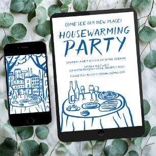 Whimsical Balcony Apartment Custom Housewarming Invitation