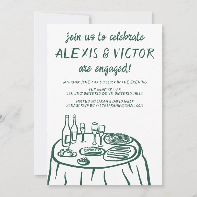 Whimsical Balcony Dinner Custom Engagement Party Invitation (Front)