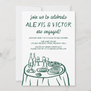 Whimsical Balcony Dinner Custom Engagement Party Invitation