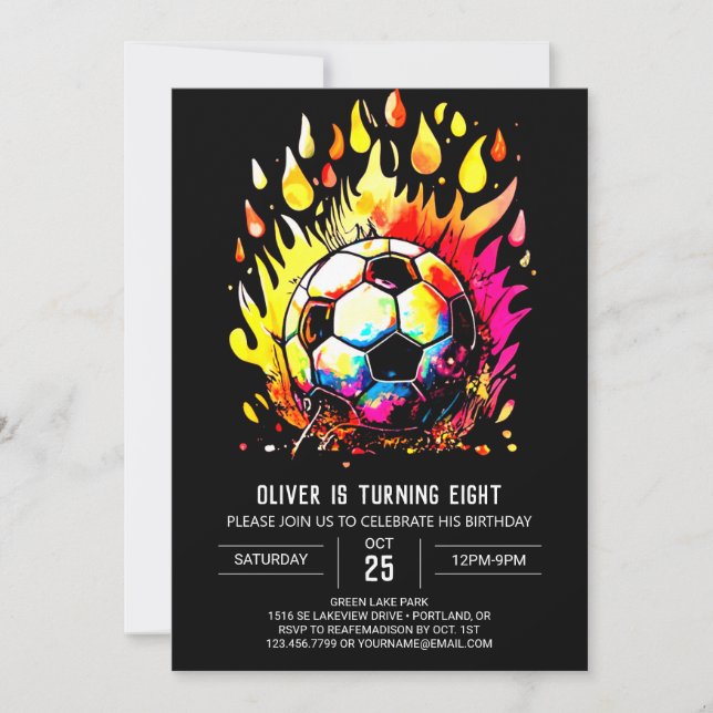 Whimsical Ball Kids Soccer Birthday Invitation (Front)