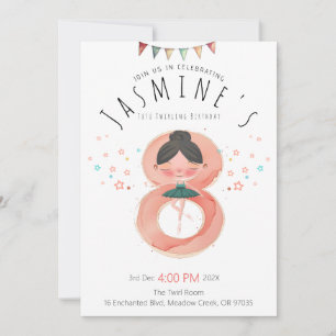 Whimsical Ballet 8th Birthday Girl Invitation