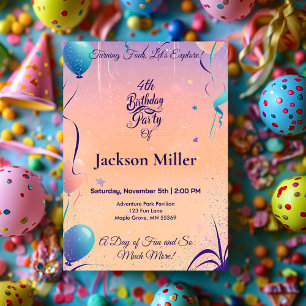  Whimsical Balloon Birthday Invite with Red Panda 