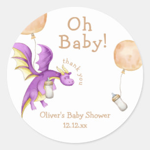Whimsical Balloon Fairy Dragon Bottle Baby Shower Classic Round Sticker