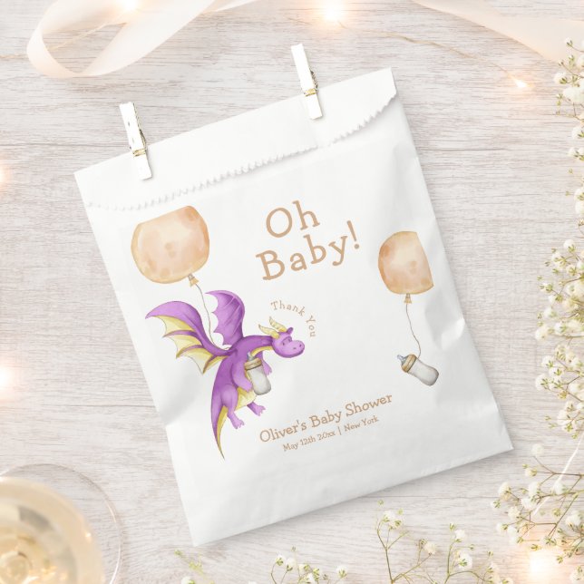 Whimsical Balloon Fairy Dragon Bottle Baby Shower  Favour Bags (Clipped)