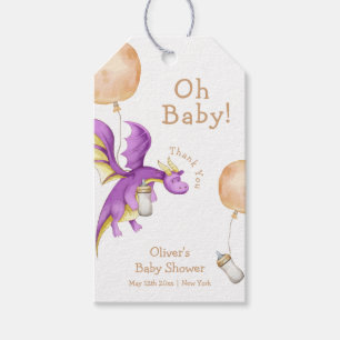Whimsical Balloon Fairy Dragon Bottle Baby Shower Gift Tags