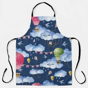 Whimsical Balloons: Watercolor Cloud Pattern Apron