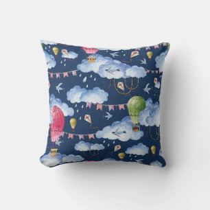 Whimsical Balloons: Watercolor Cloud Pattern Cushion