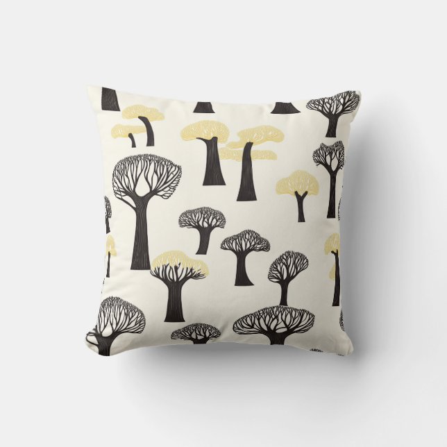 Whimsical Baobab Tree Pattern Cushion (Front)