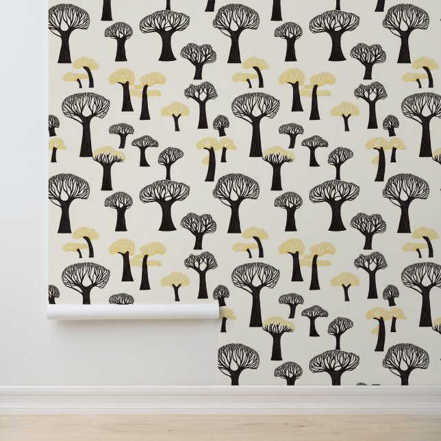 Whimsical Baobab Tree Pattern Wallpaper (Application)