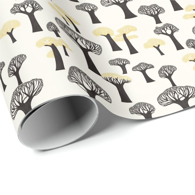 Whimsical Baobab Tree Pattern Wrapping Paper (Roll Corner)