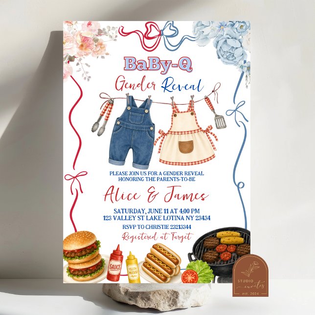 Whimsical BBQ Gender Reveal Invitation (Creator Uploaded)