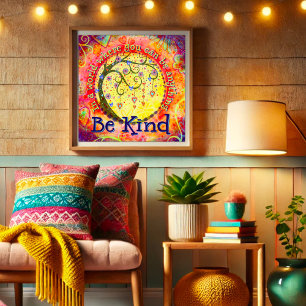 Whimsical “Be Kind” Inspirational Kindness School Poster