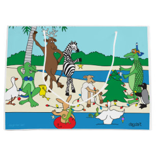 Whimsical Beach Animals Christmas Gift Bag