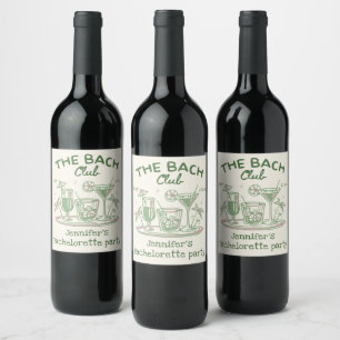 Whimsical Beach Green Cocktail Bachelorette Party Wine Label