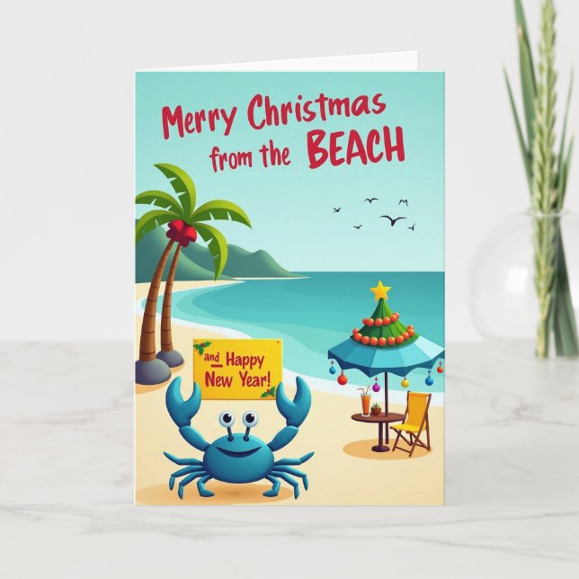 Whimsical Beach Holiday Card (Front)