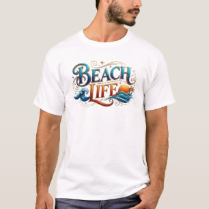 Whimsical BEACH LIFE Art Design T-Shirt