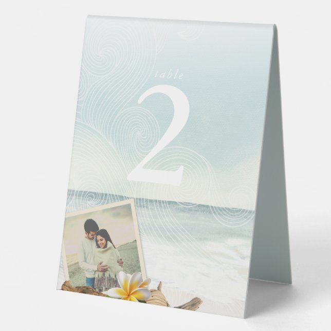 Whimsical Beach Photo Table Tent Sign (Front)