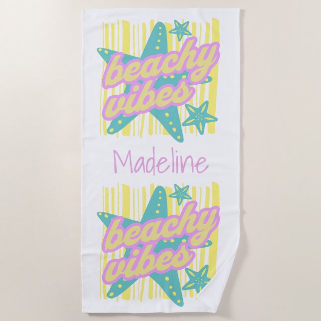 Whimsical Beach Seashells Towel (Front)