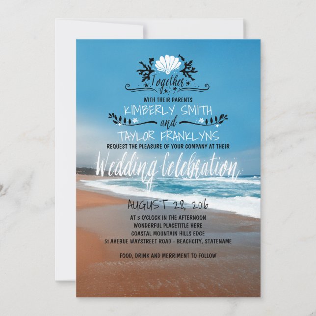Whimsical Beach Wedding Invitation (Front)
