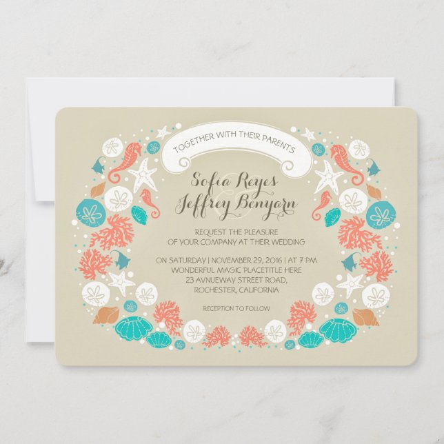 whimsical beach wedding invitations (Front)