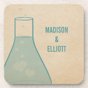 Whimsical Beaker Coaster Set, Teal