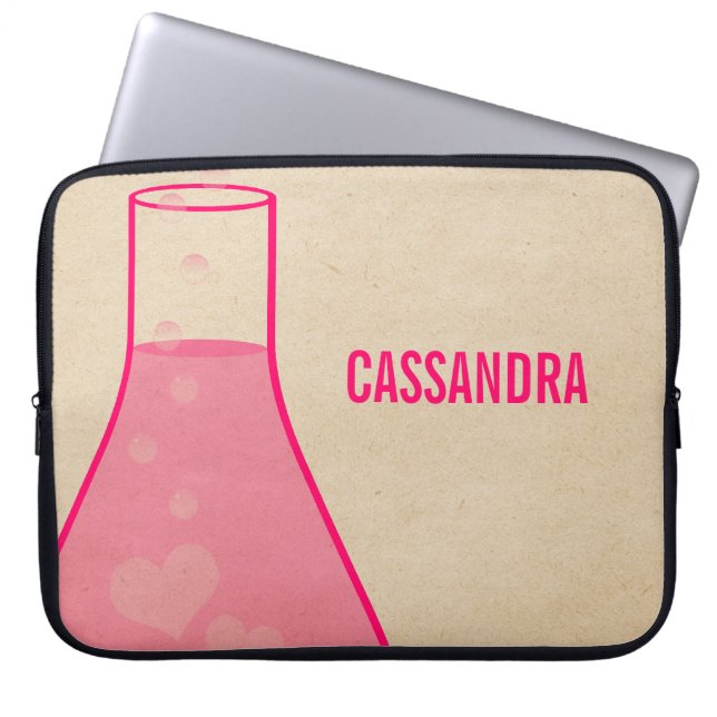 Whimsical Beaker Electronics Sleeve, Pink Laptop Sleeve (Front)