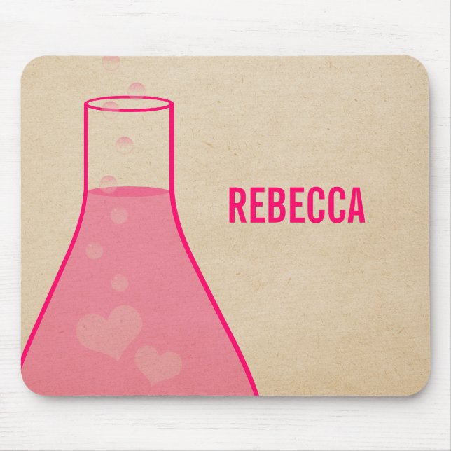 Whimsical Beaker Mousepad, Pink Mouse Mat (Front)