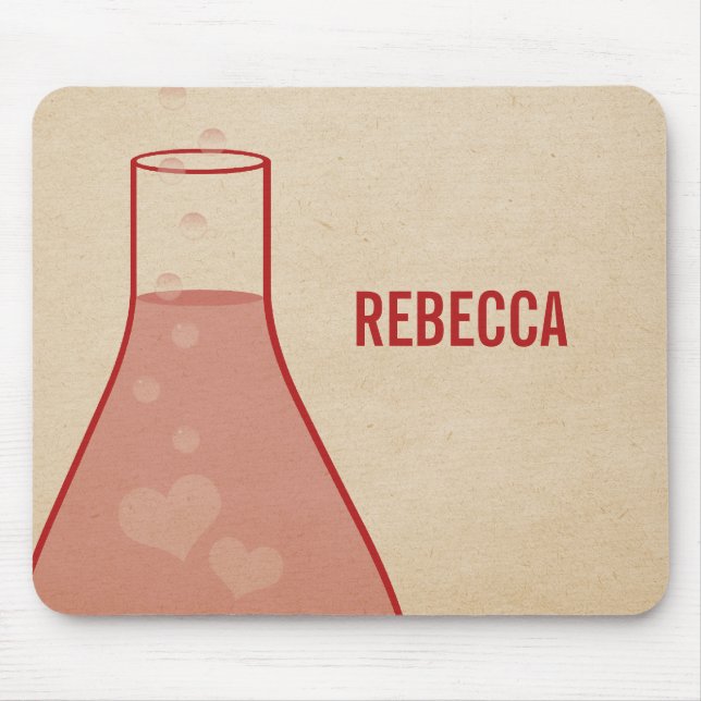 Whimsical Beaker Mousepad, Red Mouse Mat (Front)