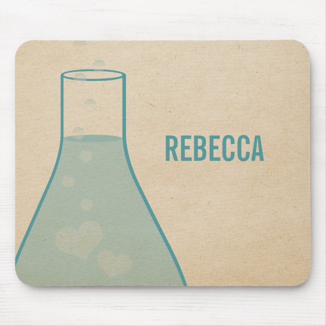 Whimsical Beaker Mousepad, Teal Mouse Mat (Front)