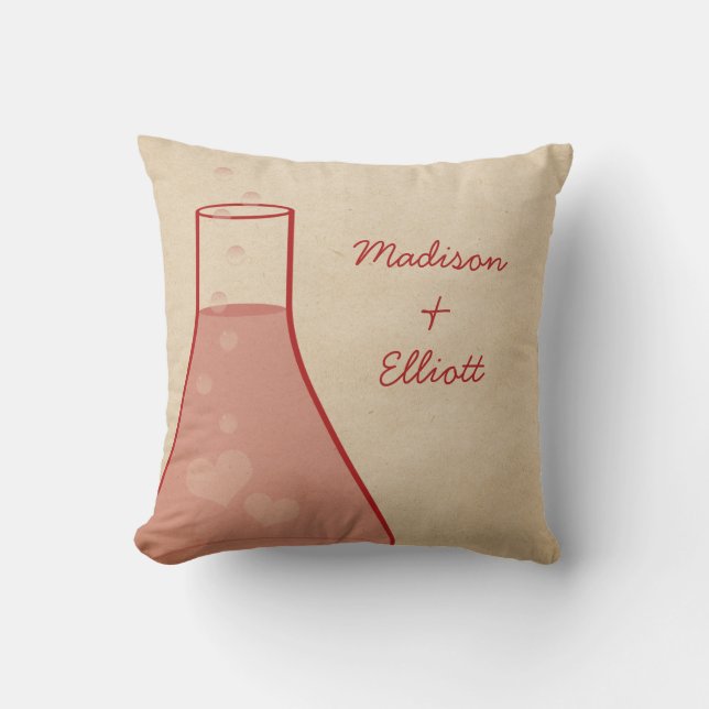 Whimsical Beaker Pillow, Red Cushion (Front)