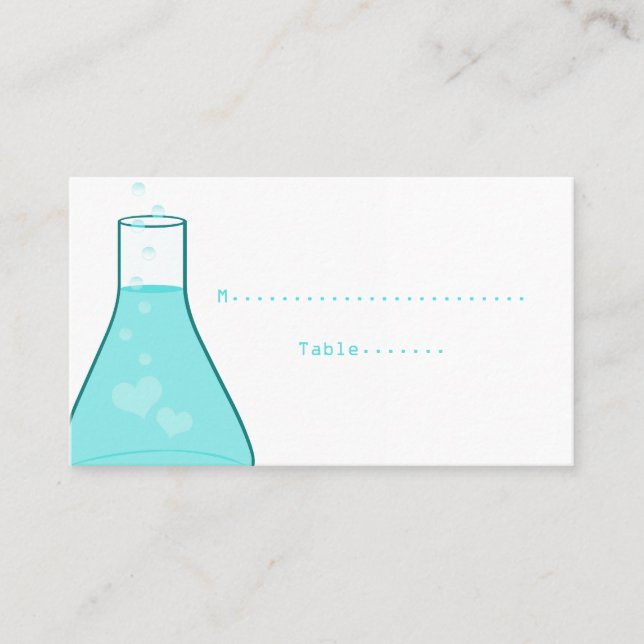 Whimsical Beaker Place Cards, Aqua Place Card (Front)