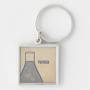 Whimsical Beaker Premium Keychain, Blue Key Ring