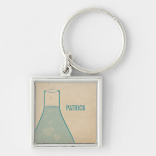 Whimsical Beaker Premium Keychain, Teal Key Ring