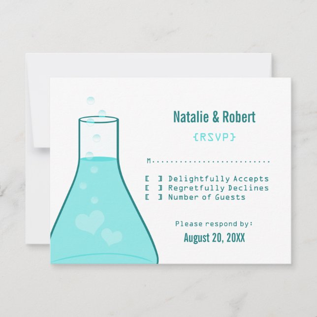 Whimsical Beaker Response Card, Aqua (Front)