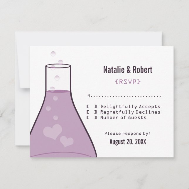 Whimsical Beaker Response Card, Purple (Front)