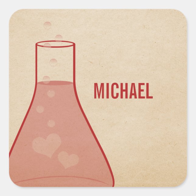 Whimsical Beaker Stickers, Red Square Sticker (Front)