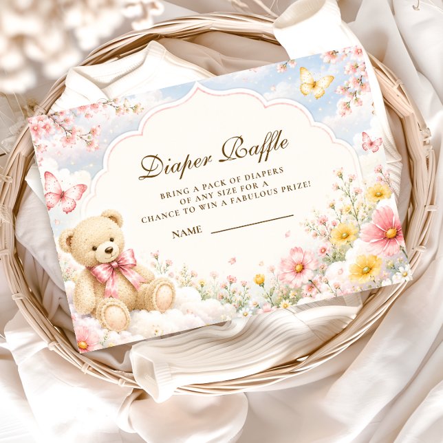 Whimsical Bear Clouds Diaper Raffle Enclosure Card (Creator Uploaded)