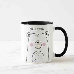 Whimsical Bear Drawing Cute Personalised Mug