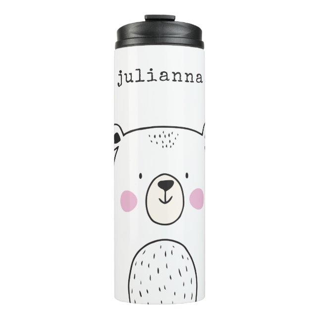 Whimsical Bear Drawing Cute Personalised Thermal Tumbler (Front)