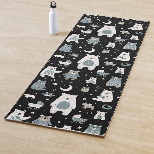 Whimsical Bear Family Pattern Yoga Mat (In Situ)