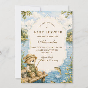 Whimsical Bear Fishing Baby Shower Invitation