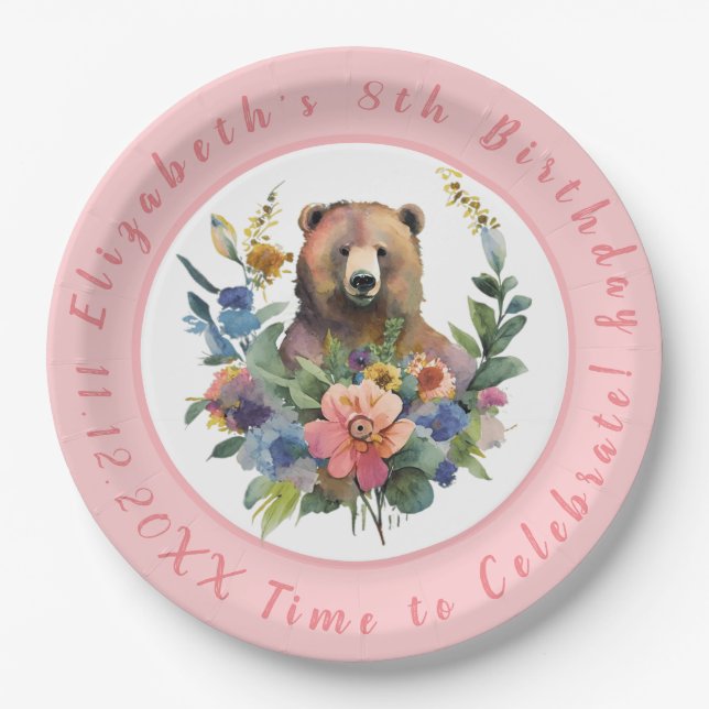 Whimsical Bear Paper Plates (Front)