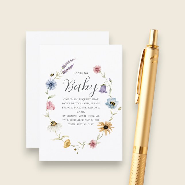 Whimsical Bee Floral Books for Baby Card (Creator Uploaded)