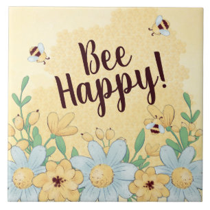 Whimsical Bee Happy Tile