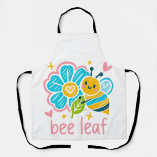 Whimsical 'Bee Leaf' Crayon Art: Happy Bumblebee  Apron