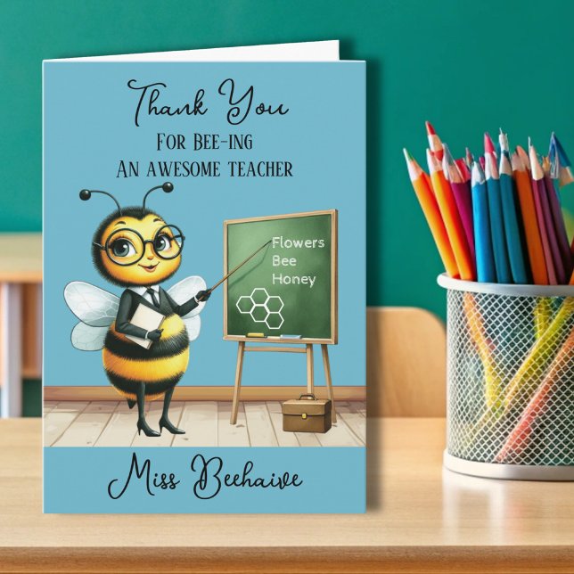 Whimsical Bee Teacher Thank You Card (Creator Uploaded)