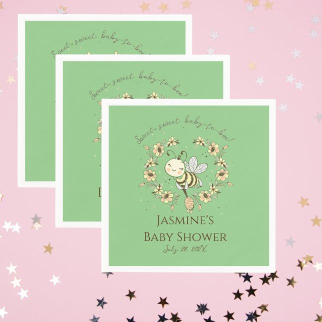 Whimsical Bee Wreath Baby Shower  Napkin (Creator Uploaded)