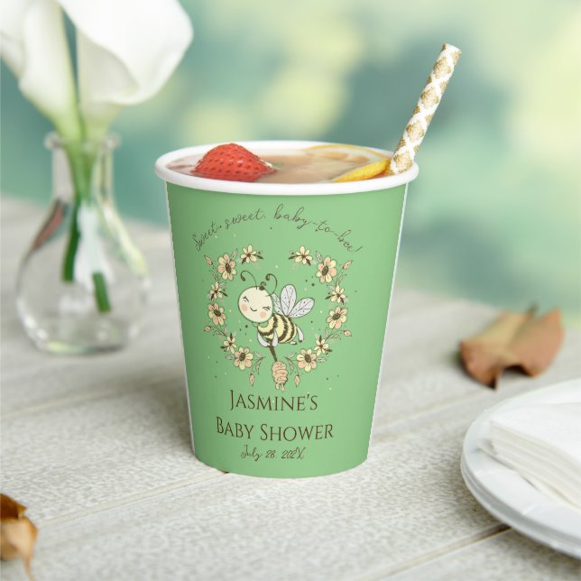 Whimsical Bee Wreath Baby Shower   Paper Cups (Insitu)